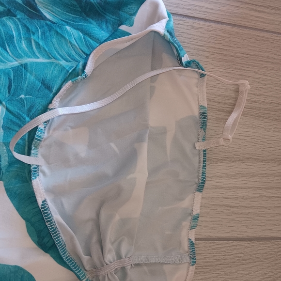 Sexy See-Through Mesh Dress Spaghetti Strap Leaf Print Romper Set - Picture 8 of 16